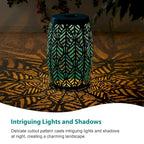 Glitzhome 18H Table d'appoint d'extérieur en métal Tabouret de jardin avec lumières solaires