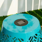 Glitzhome 18H Table d'appoint d'extérieur en métal Tabouret de jardin avec lumières solaires