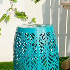 Glitzhome 18H Table d'appoint d'extérieur en métal Tabouret de jardin avec lumières solaires