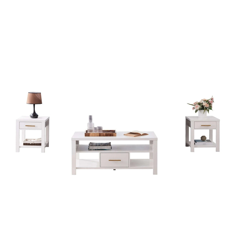 Ensemble de 3 tables basses et tables d'appoint pour salon