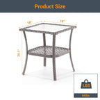 Table d'appoint en verre ondulé LIVOOSUN et table basse en rotin pour patio