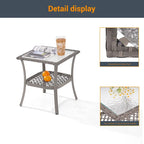 Table d'appoint en verre ondulé LIVOOSUN et table basse en rotin pour patio