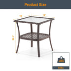 Table d'appoint en verre ondulé LIVOOSUN et table basse en rotin pour patio