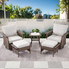Outdoor 360 Degree Swivel Chair with Ottoman - Brown