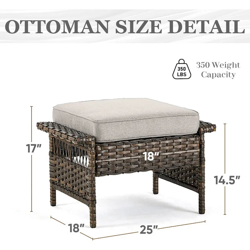 Fauteuil pivotant d'extérieur à 360 degrés avec ottoman - Marron