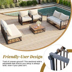 Ensemble de canapé d'angle de patio 7 places en métal, moderne et minimaliste, assise profonde, gris