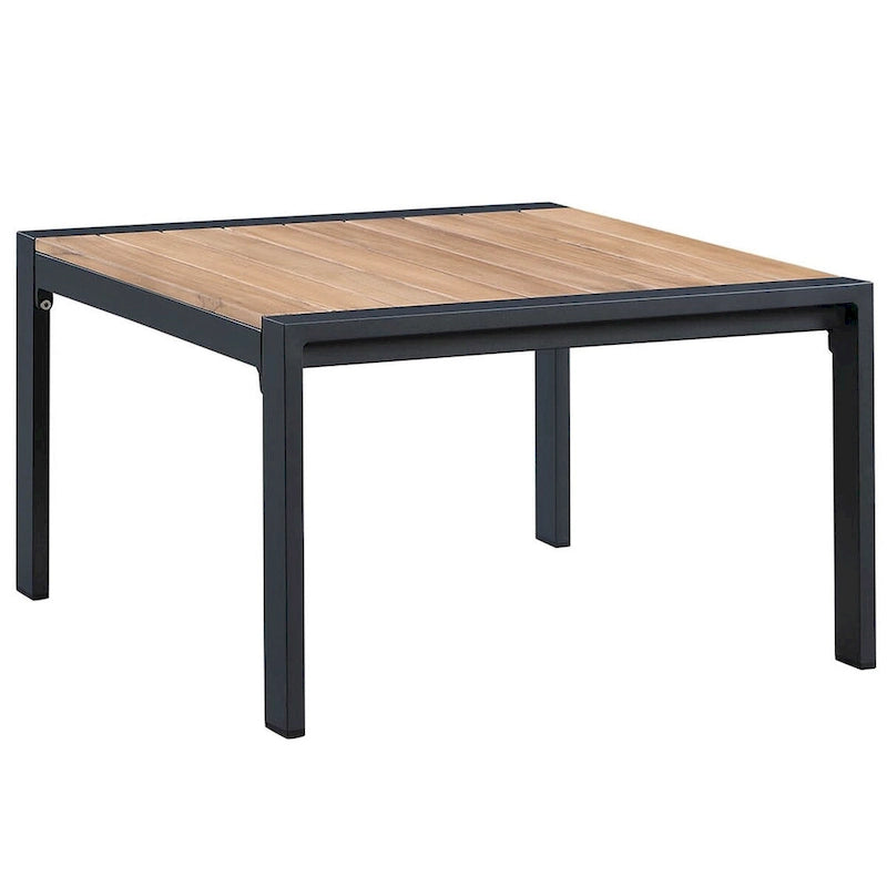 Canapé d'angle d'extérieur 4 pièces en teck, cadre en aluminium anthracite mat