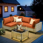 Ensemble de canapé d'angle en osier XIZZI 5 pièces pour patio