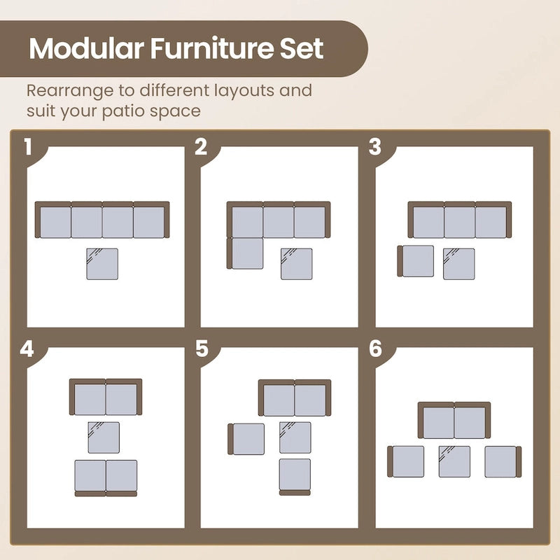 Ensemble de canapé d'angle en osier XIZZI 5 pièces pour patio