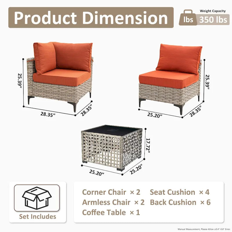 Ensemble de canapé d'angle en osier XIZZI 5 pièces pour patio