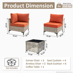 Ensemble de canapé d'angle en osier XIZZI 5 pièces pour patio