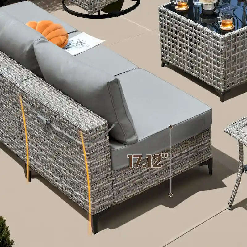 Ensemble de canapé d'angle en osier XIZZI 5 pièces pour patio