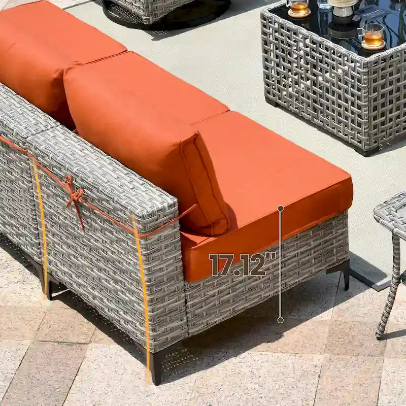 Ensemble de canapé d'angle en osier XIZZI 5 pièces pour patio