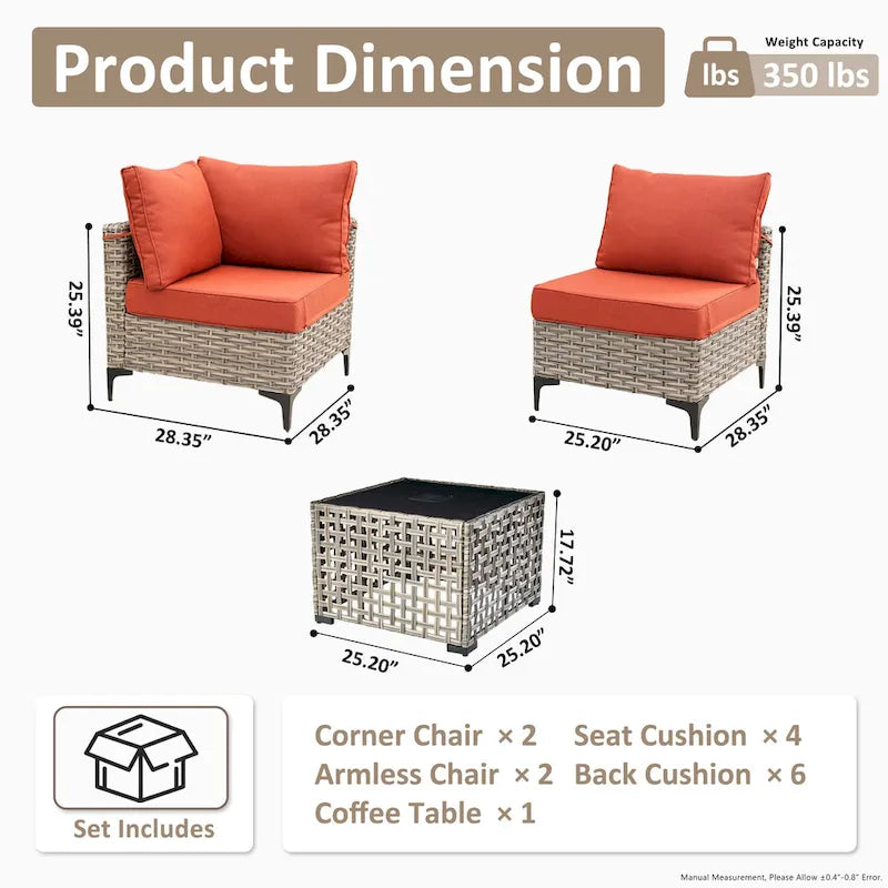Ensemble de canapé d'angle en osier XIZZI 5 pièces pour patio