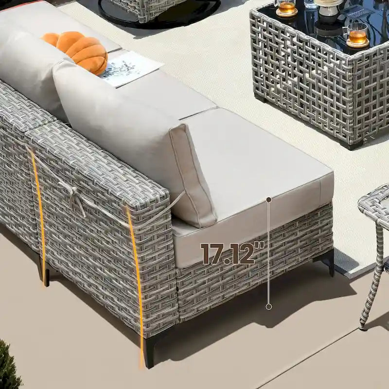 Ensemble de canapé d'angle en osier XIZZI 5 pièces pour patio