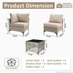 Ensemble de canapé d'angle en osier XIZZI 5 pièces pour patio