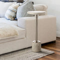 24-in High Modern White Marble Living Room Accent ,End, Side Table - 11 in. W x 24 in. H