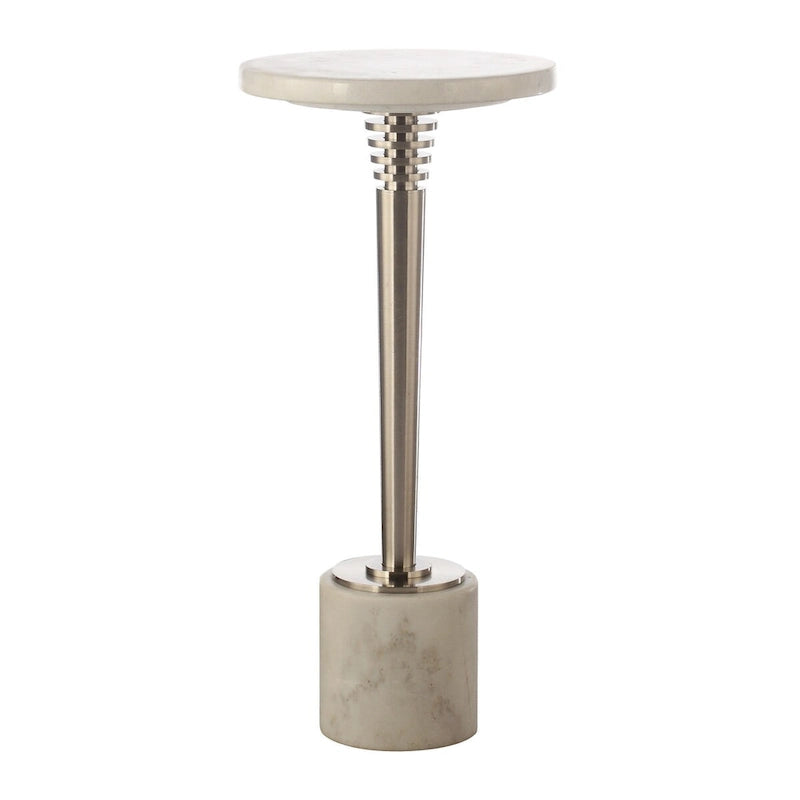 Table d'appoint, bout de canapé moderne en marbre blanc de 61 cm de haut - 28 cm L x 61 cm H