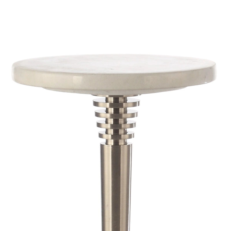 Table d'appoint, bout de canapé moderne en marbre blanc de 61 cm de haut - 28 cm L x 61 cm H