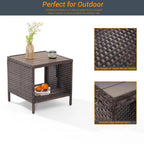 Table d'appoint de terrasse LIVOOSUN en HIPS, table basse carrée, table d'appoint en rotin