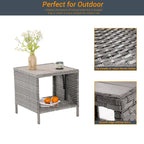 Table d'appoint de terrasse LIVOOSUN en HIPS, table basse carrée, table d'appoint en rotin