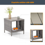 Table d'appoint de terrasse LIVOOSUN en HIPS, table basse carrée, table d'appoint en rotin