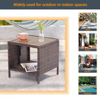 Table d'appoint de terrasse LIVOOSUN en HIPS, table basse carrée, table d'appoint en rotin
