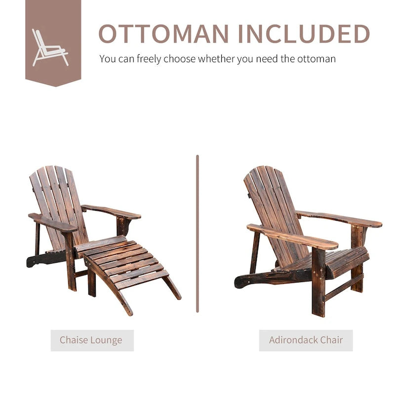 Chaise Adirondack en bois avec repose-pieds