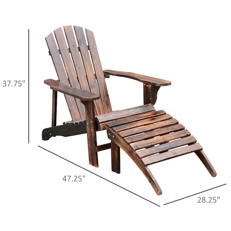 Chaise Adirondack en bois avec repose-pieds