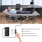 Lit de camp, lit de camp chauffant avec batterie externe 10 000 mAh, robuste, supporte 227 kg - 188 x 67,3 cm