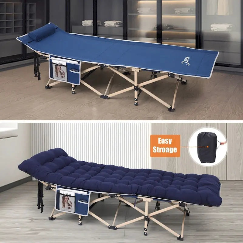 Lit de camp, lit de camp chauffant avec batterie externe 10 000 mAh, robuste, supporte 227 kg - 188 x 67,3 cm