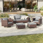 BONOSUKI Salon de jardin pivotant 6 pièces en rotin marron avec table d'appoint