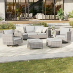 BONOSUKI Salon de jardin pivotant 6 pièces en rotin marron avec table d'appoint