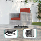 BONOSUKI Salon de jardin pivotant 6 pièces en rotin marron avec table d'appoint
