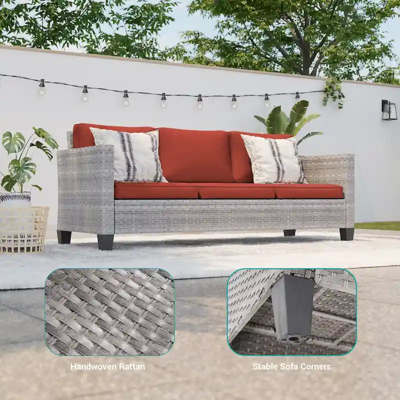 BONOSUKI Salon de jardin pivotant 6 pièces en rotin marron avec table d'appoint