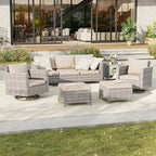 BONOSUKI Salon de jardin pivotant 6 pièces en rotin marron avec table d'appoint
