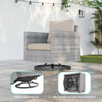 BONOSUKI Salon de jardin pivotant 6 pièces en rotin marron avec table d'appoint