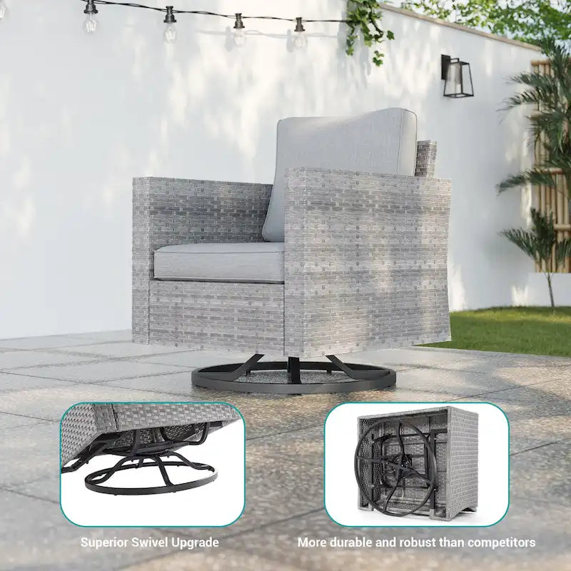 BONOSUKI Salon de jardin pivotant 6 pièces en rotin marron avec table d'appoint