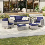 BONOSUKI Salon de jardin pivotant 6 pièces en rotin marron avec table d'appoint