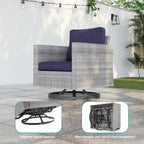 BONOSUKI Salon de jardin pivotant 6 pièces en rotin marron avec table d'appoint