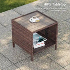 BONOSUKI Salon de jardin pivotant 6 pièces en rotin marron avec table d'appoint