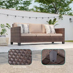 BONOSUKI Salon de jardin pivotant 6 pièces en rotin marron avec table d'appoint