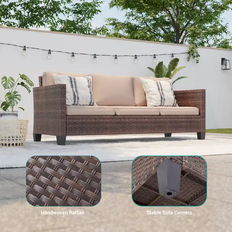 BONOSUKI Salon de jardin pivotant 6 pièces en rotin marron avec table d'appoint