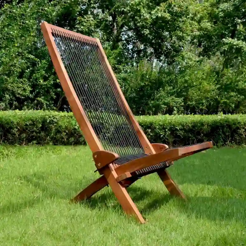 Outdoor Patio Folding Roping Wood Chair