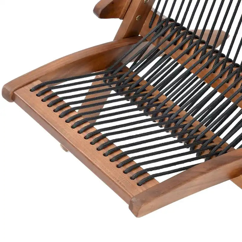 Chaise pliante en bois avec cordes pour patio extérieur