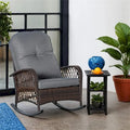 Outsunny Outdoor Wicker Rocking Chair with Wide Seat,Rattan Rocker