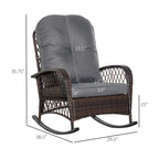 Fauteuil à bascule d'extérieur en osier Outsunny avec siège large, bascule en rotin