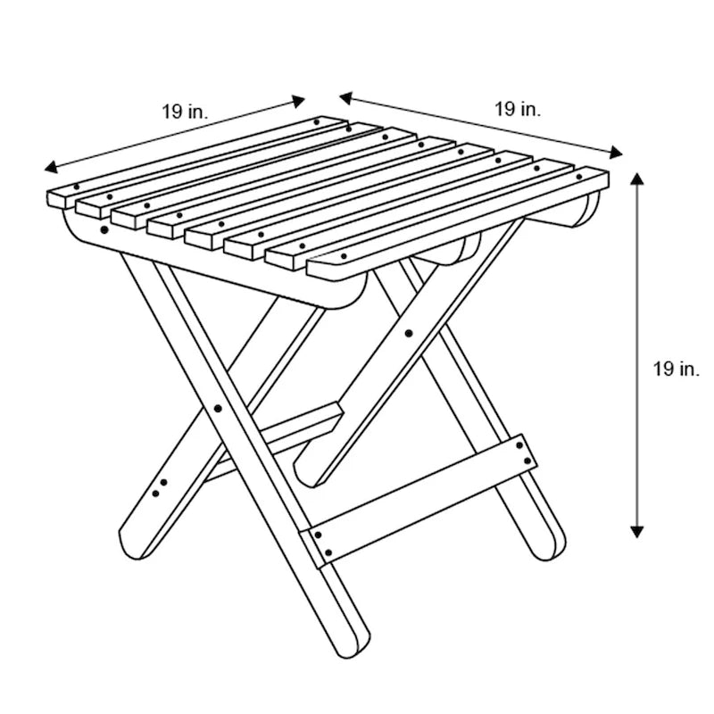 Table carrée pliante Laguna - 19 L x 19 P x 19 H