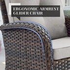 Fauteuil pivotant avec table basse et poufs - Marron