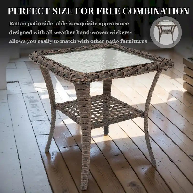 Fauteuil pivotant avec table basse et poufs - Marron